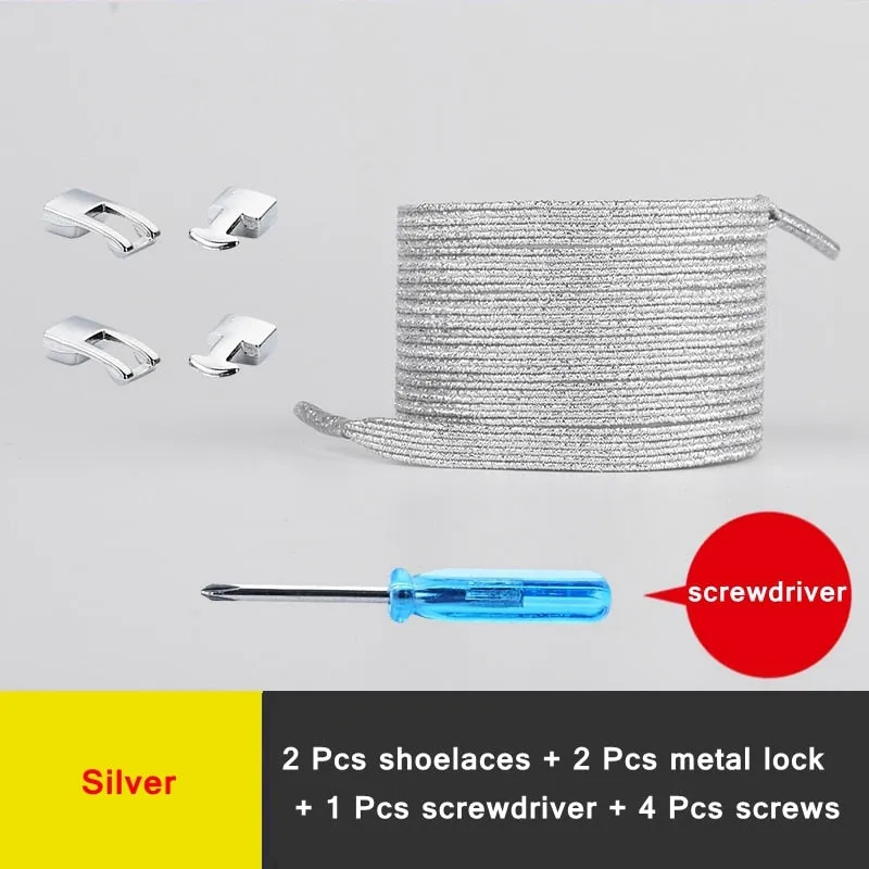 1 Pair Shiny Interlocking Elastic Shoelaces