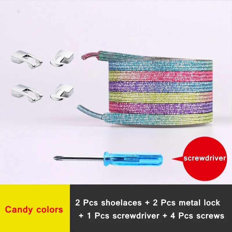 1 Pair Shiny Interlocking Elastic Shoelaces