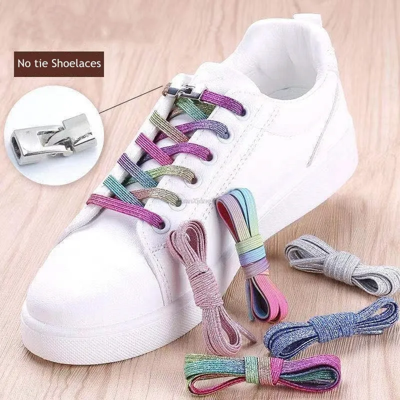 1 Pair Shiny Interlocking Elastic Shoelaces