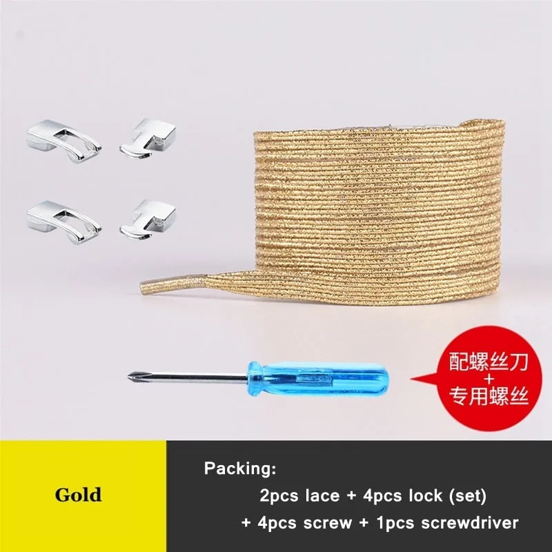 1 Pair Shiny Interlocking Elastic Shoelaces