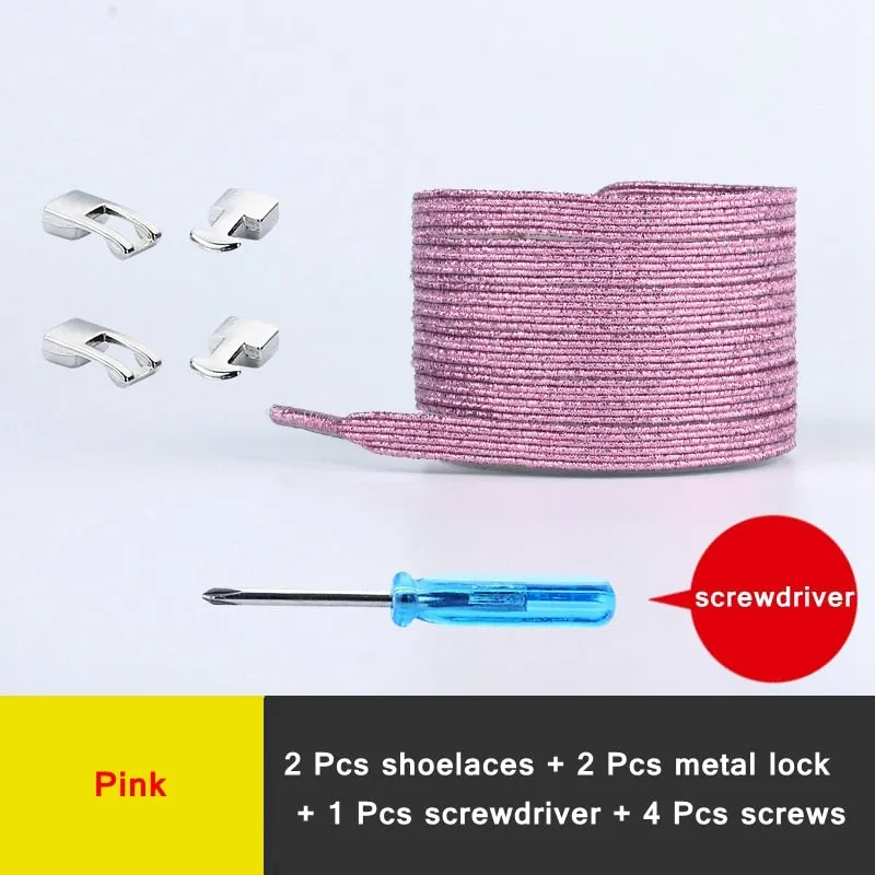 1 Pair Shiny Interlocking Elastic Shoelaces