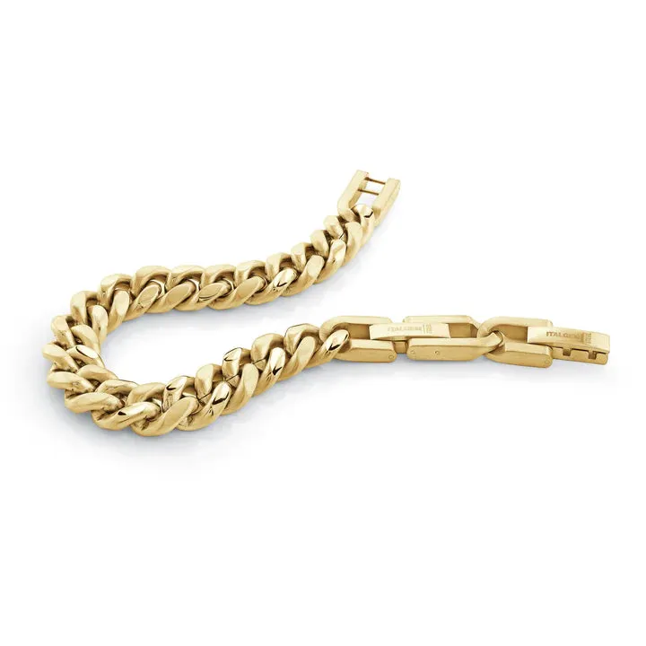 12mm Gold IP Curb Link Bracelet | Italgem Steel