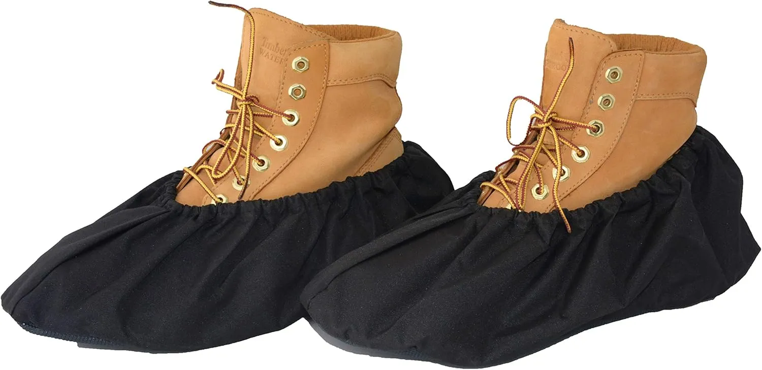 2 Pairs Non Slip waterproof Reusable shoe Covers for contrators and Carpet Floor Protection, Machine Washable.LARGE