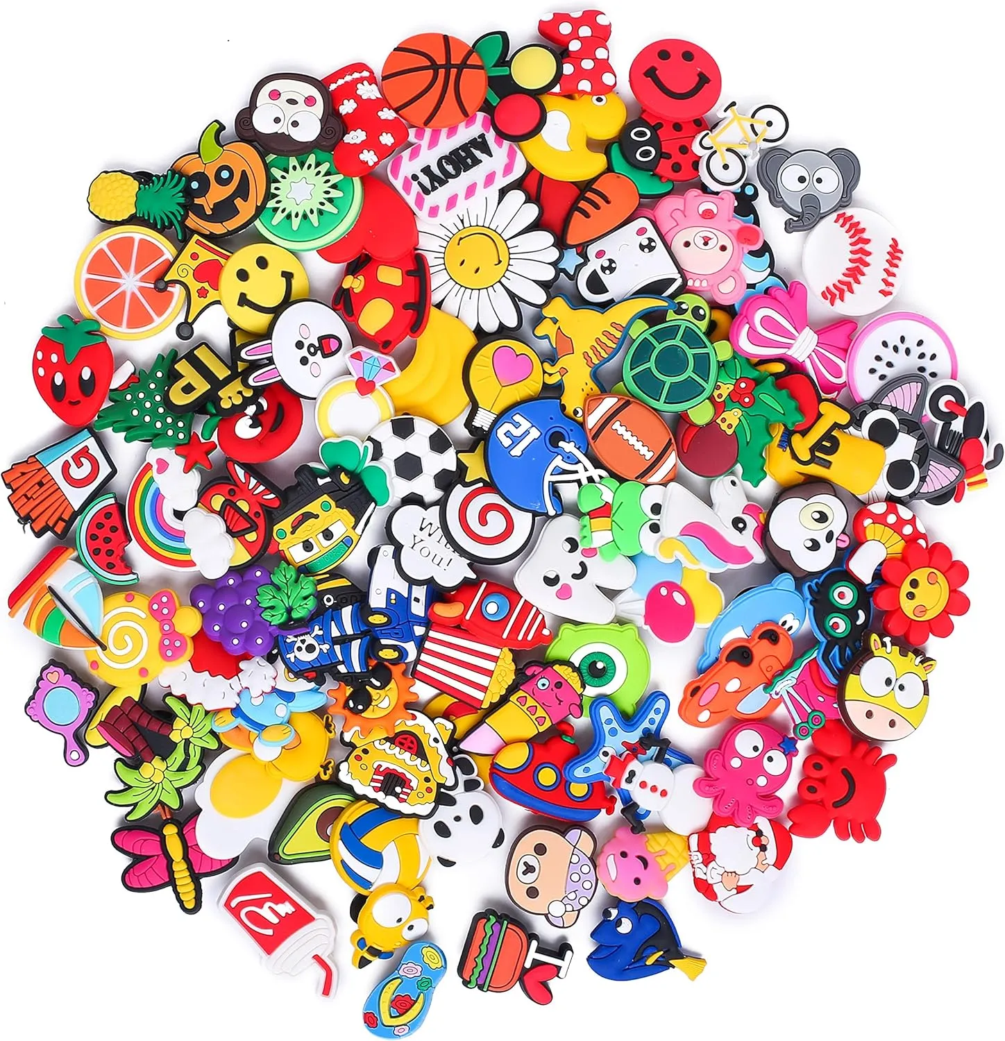 30,50,100,125 pcs PVC Random Different Shape Shoe Charms for Shoe Decoration