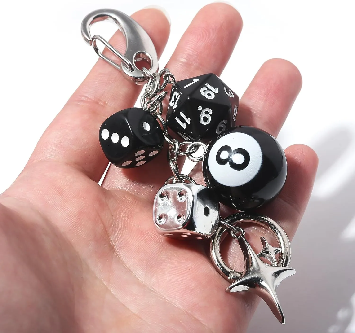 8 Ball Dice Charm Keychain - Cute Bag Purse Handbag Accessories - Y2K Aesthetic Key Chain for Women Men