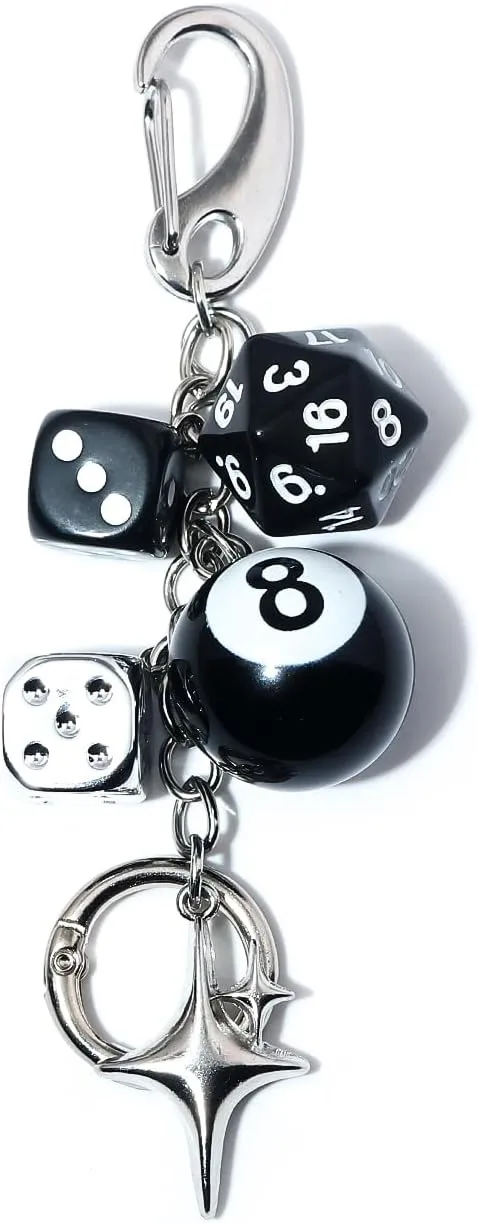 8 Ball Dice Charm Keychain - Cute Bag Purse Handbag Accessories - Y2K Aesthetic Key Chain for Women Men