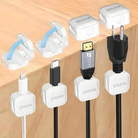 8 Pack Cable Management Cord Organizer,Flip-top Magnetic Cable Clips Adhesive Wire Holder Keeper,Hide Organize Phone USB Charger Cable for Under Desk,Nightstand,Kitchen,Office,Car,White
