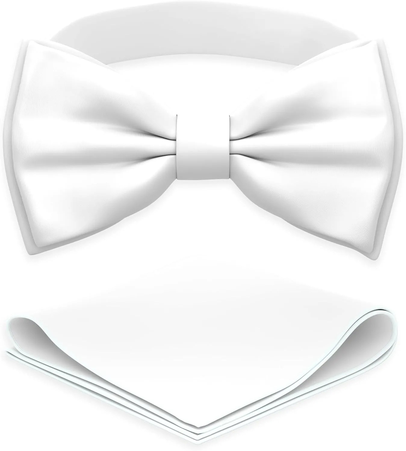 Adam Young Men's Bow Ties with Handkerchief Pre-Tied Style Formal Satin Classic Bowtie for Tuxedo Faux Silk