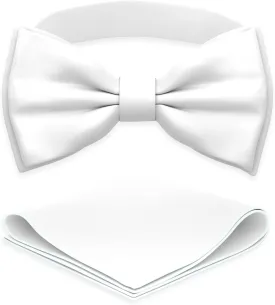 Adam Young Men's Bow Ties with Handkerchief Pre-Tied Style Formal Satin Classic Bowtie for Tuxedo Faux Silk
