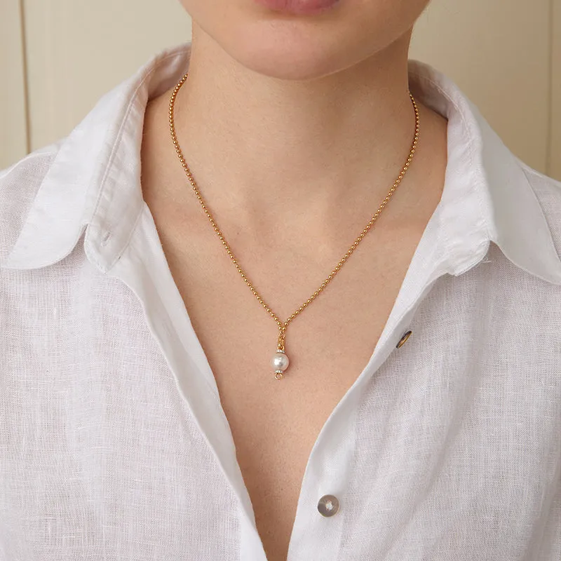 Akoya Saltwater Pearl 18K Gold Diamond Double-Layer Luster Chain Necklace