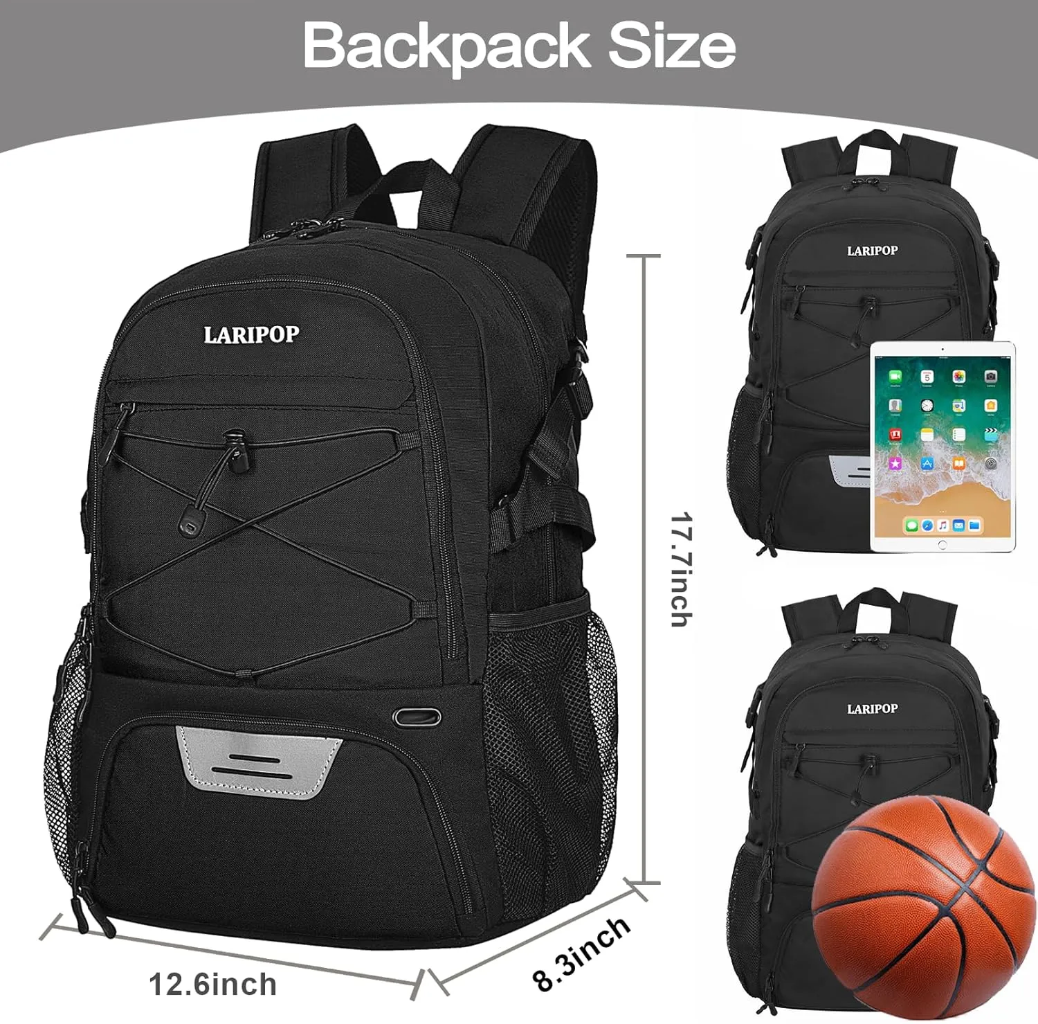 Basketball Bag Backpack with Ball Holder Shoes Compartment, Elite Backpack-Large Basketball Accessories Sports Bag