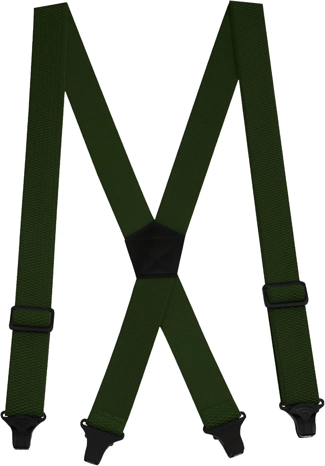 Buyless Fashion Heavy Duty Suspenders for Men - 48" Adjustable Straps 1 1/2" - X Back with Black Plastic Clips