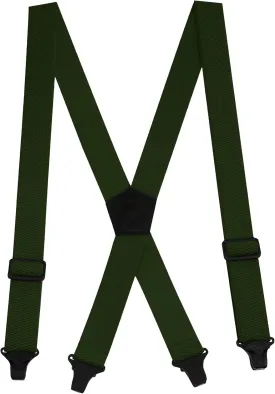 Buyless Fashion Heavy Duty Suspenders for Men - 48" Adjustable Straps 1 1/2" - X Back with Black Plastic Clips