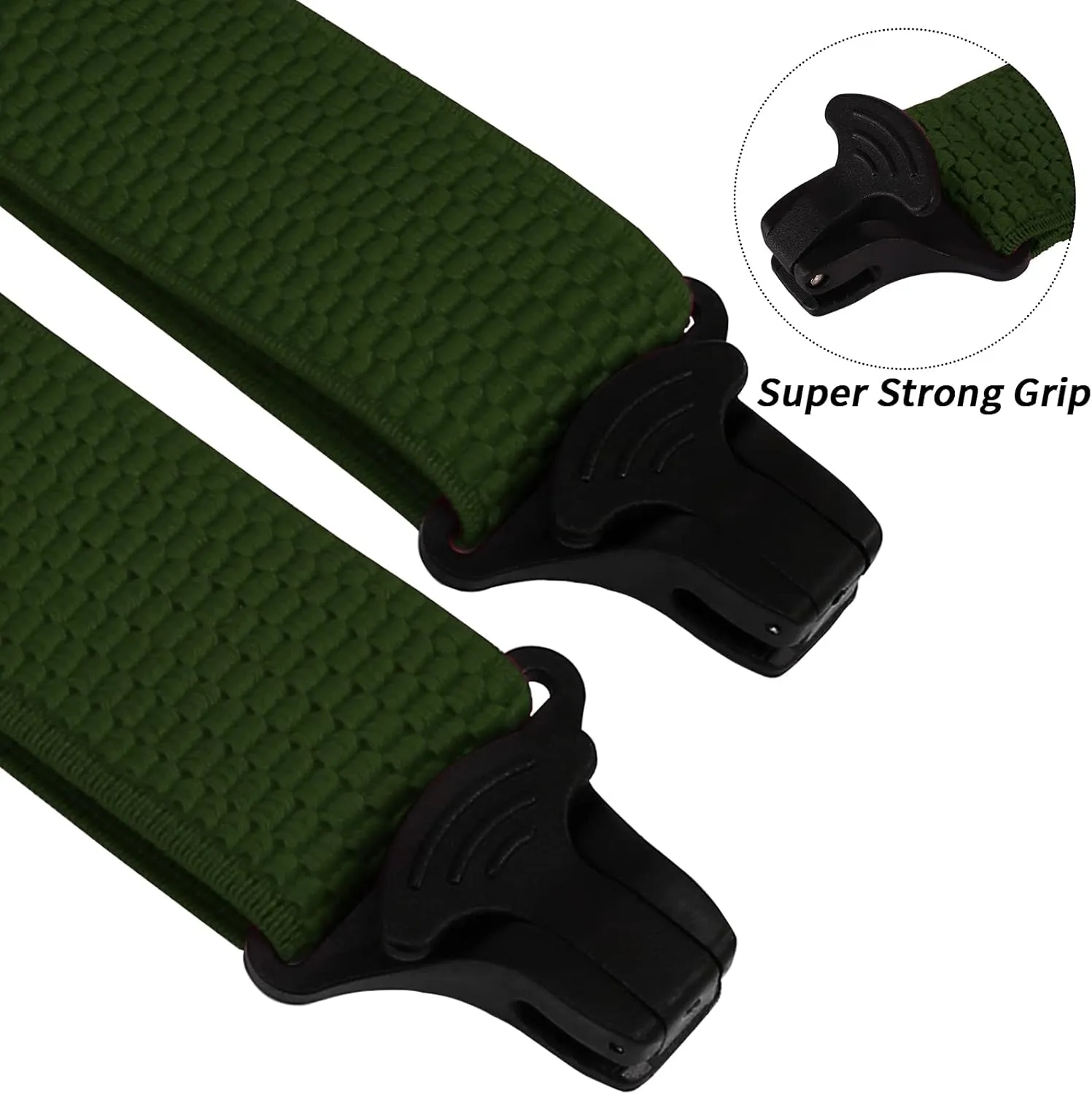 Buyless Fashion Heavy Duty Suspenders for Men - 48" Adjustable Straps 1 1/2" - X Back with Black Plastic Clips