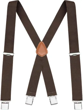 Buyless Fashion Suspenders for Men - 48" Elastic Adjustable Straps 1 1/4" - X Back