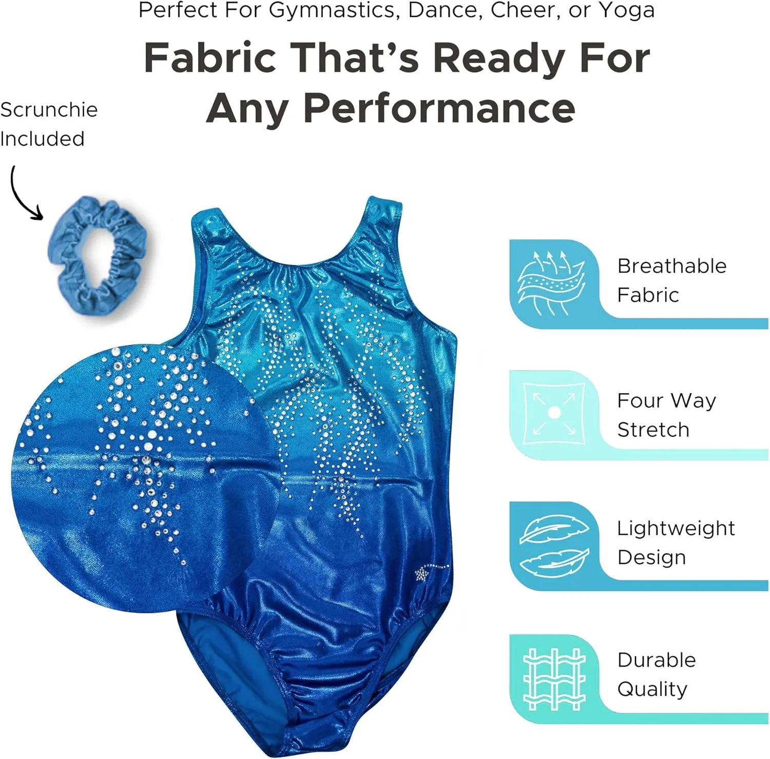 Destira Gymnastics Leotards for Girls - Premium Hologram Fabric w/Dazzling Rhinestone Crystals - Dance, Cheer, Yoga, & More
