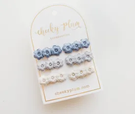 Embroidery Hair Clip Set - Blue Ombre: Clip