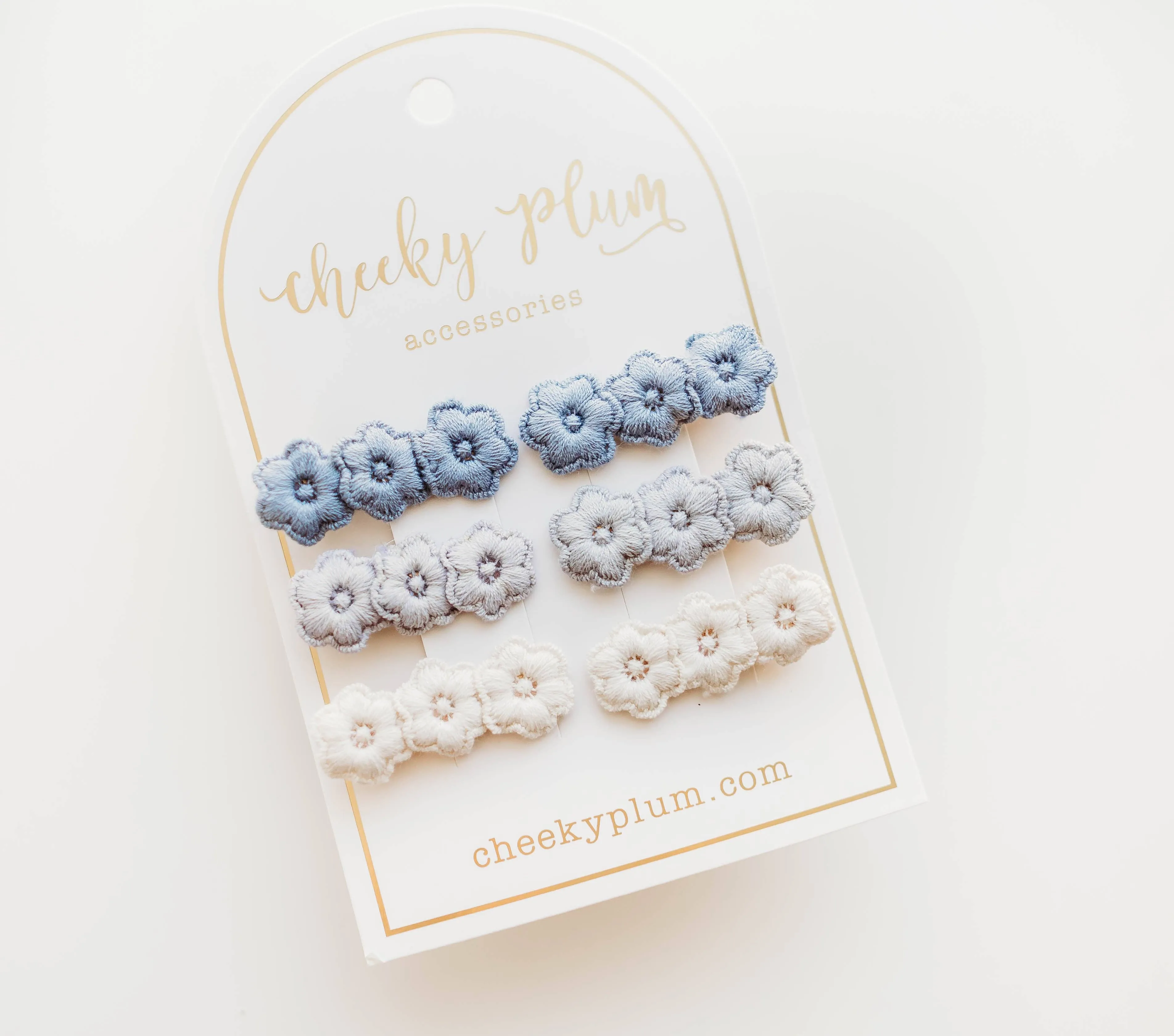 Embroidery Hair Clip Set - Blue Ombre: Clip