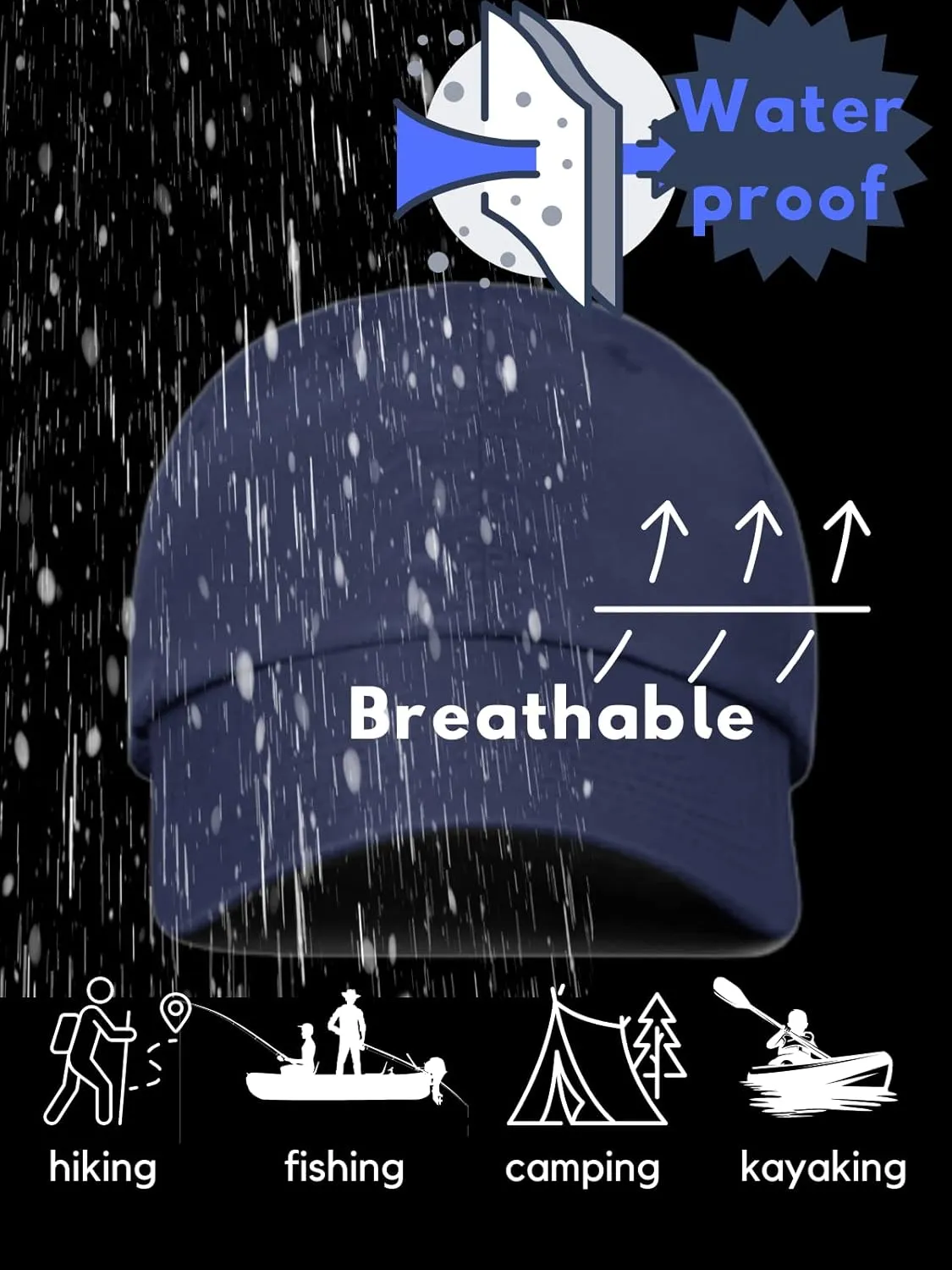 FASHIXD Unisex Waterproof Baseball Cap Outdoor Hat Quick Dry Sun Hat [All Senson]