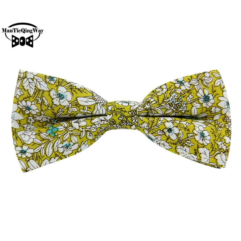 Floral Bow Tie for Men Cotton Bowtie British Style Business Casual Neck Tie Fashion Bowtie Wedding Party Gravata