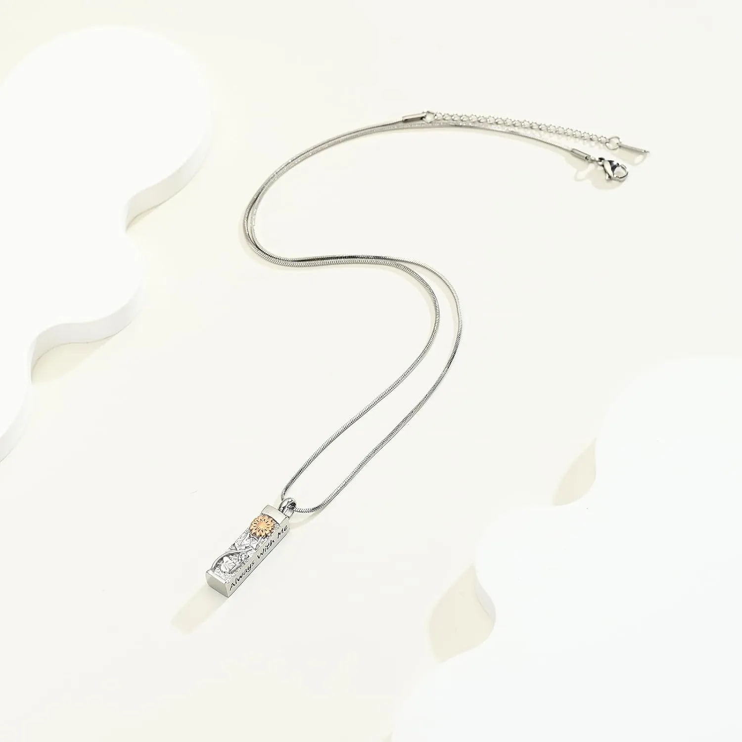 Flower Celtic Cremation Jewelry for Women Men Cylinder Bar Sunflower Urn Necklace for Ashes Pendant Necklace Vial Memorial Keepsake Jewelry for Ashes Necklace of Loved Ones