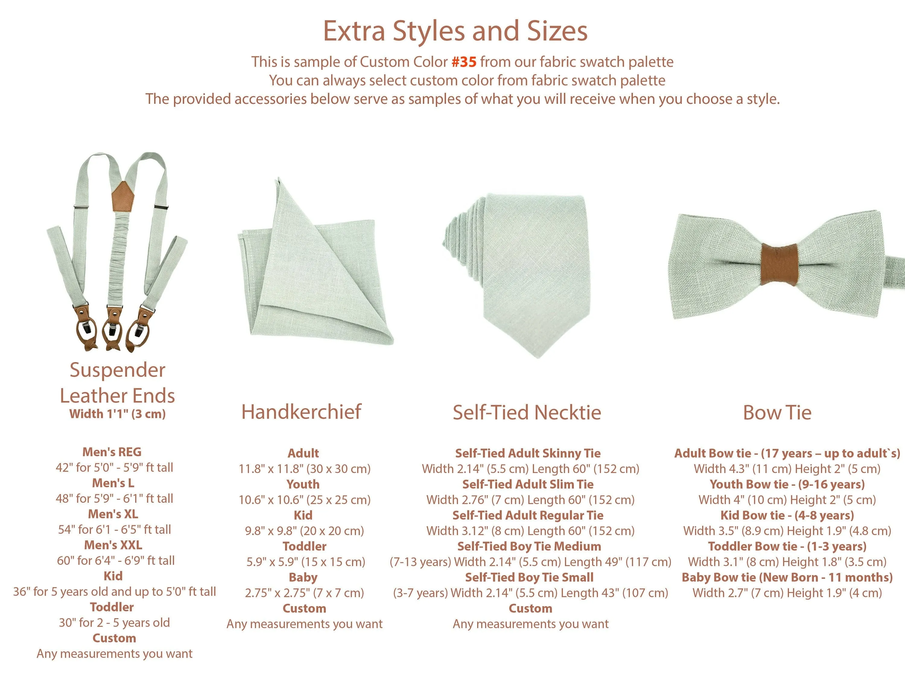 Handmade Eucalyptus Green Linen Bow Tie and Suspenders Set - For Men, Boys and Children - Perfect for Weddings and Special Occasions