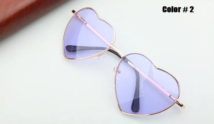 Heart Shaped Sunglasses Women metal Reflective Lense Fashion sun Glasses Men Sports mirror