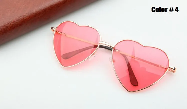 Heart Shaped Sunglasses Women metal Reflective Lense Fashion sun Glasses Men Sports mirror