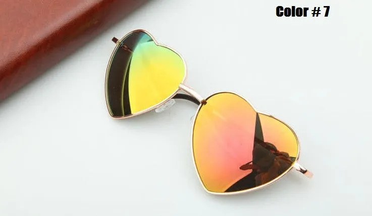 Heart Shaped Sunglasses Women metal Reflective Lense Fashion sun Glasses Men Sports mirror