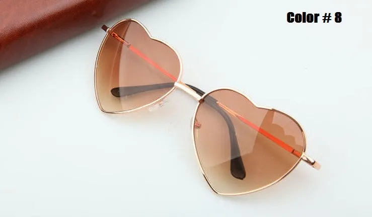Heart Shaped Sunglasses Women metal Reflective Lense Fashion sun Glasses Men Sports mirror