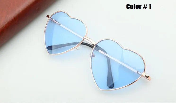Heart Shaped Sunglasses Women metal Reflective Lense Fashion sun Glasses Men Sports mirror