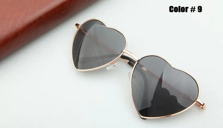 Heart Shaped Sunglasses Women metal Reflective Lense Fashion sun Glasses Men Sports mirror