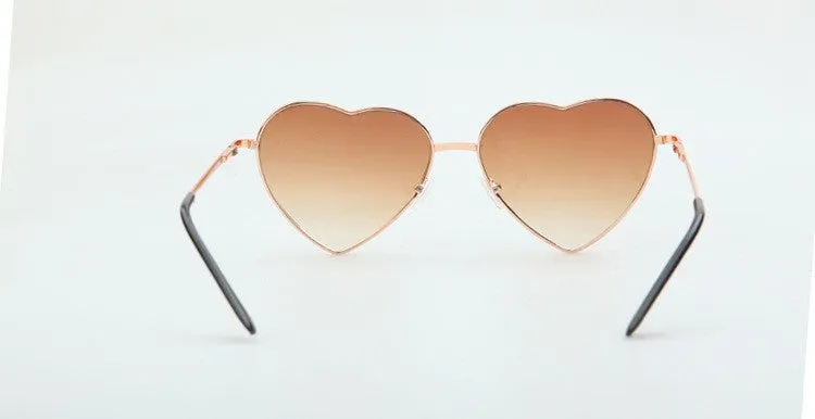 Heart Shaped Sunglasses Women metal Reflective Lense Fashion sun Glasses Men Sports mirror