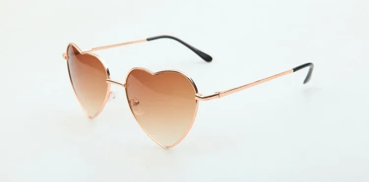 Heart Shaped Sunglasses Women metal Reflective Lense Fashion sun Glasses Men Sports mirror