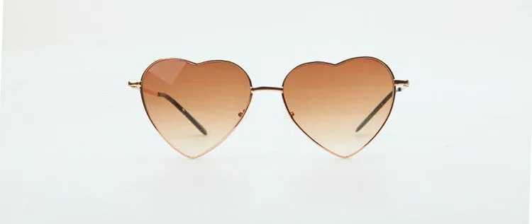Heart Shaped Sunglasses Women metal Reflective Lense Fashion sun Glasses Men Sports mirror