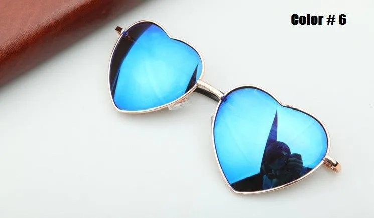 Heart Shaped Sunglasses Women metal Reflective Lense Fashion sun Glasses Men Sports mirror