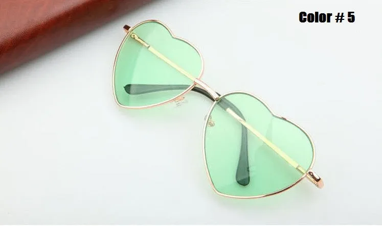 Heart Shaped Sunglasses Women metal Reflective Lense Fashion sun Glasses Men Sports mirror