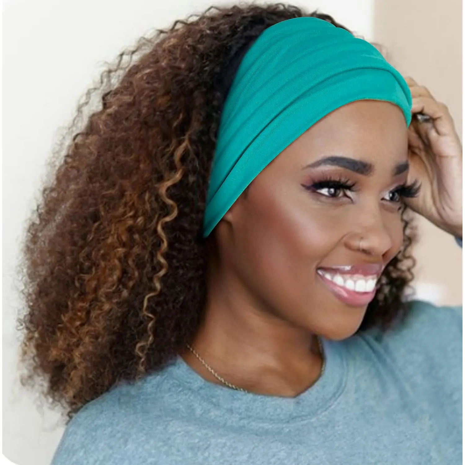 Jesries 10 PCS Women Headbands African Wide Hair Wrap Extra Turban Head Bands for Lady Large Sport Workout Stretch Non-slip Big Hair Bands