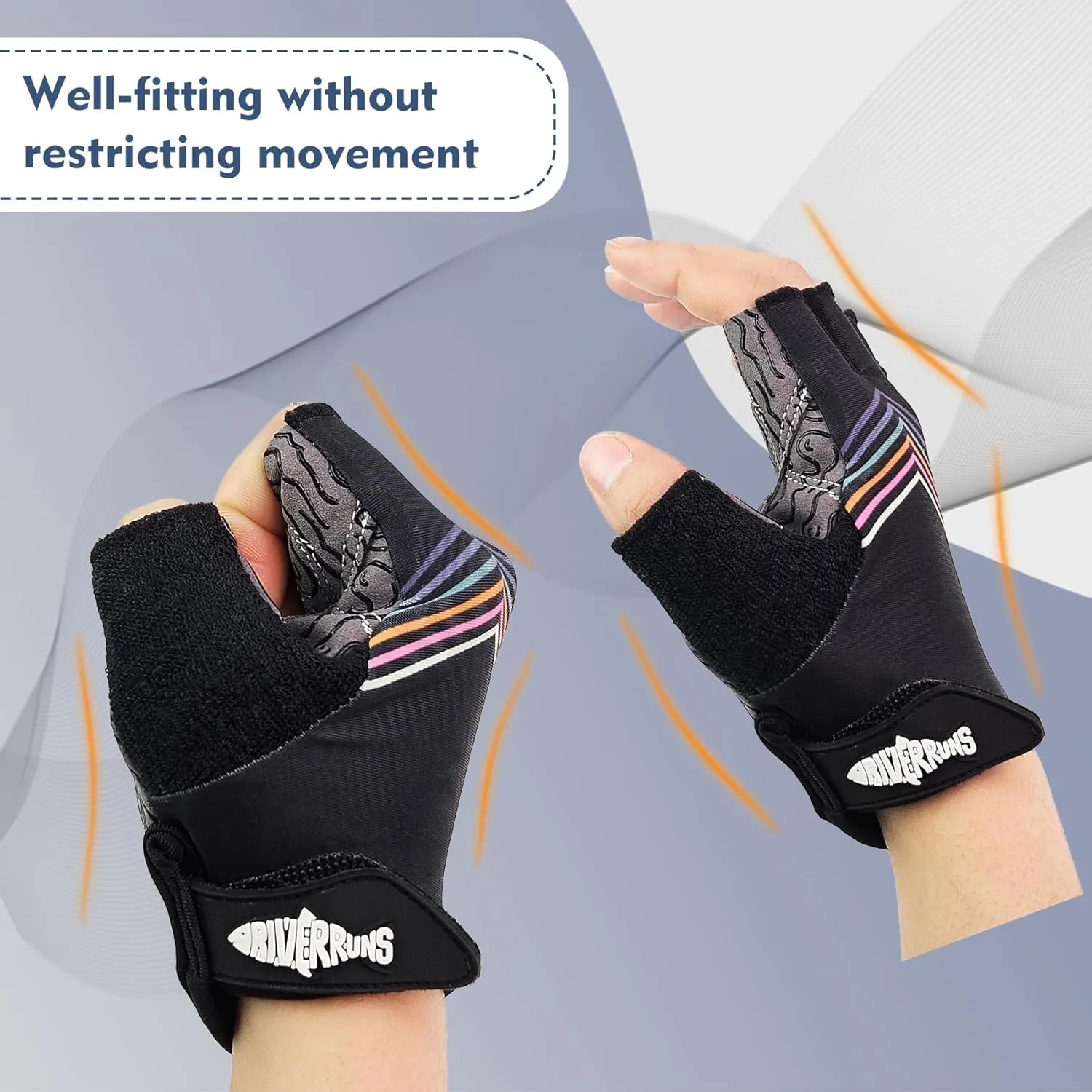 Kayak Gloves: Half Finger Padded Palm Sailing Gloves UPF50  for Paddling, Sailing, Cycling, Driving