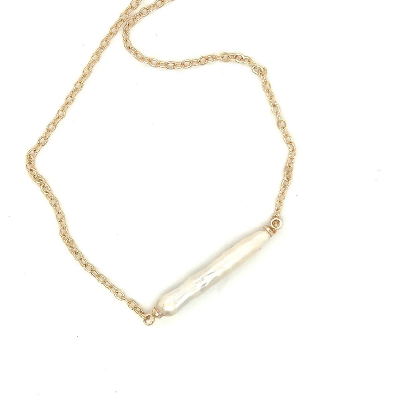 Keshi Stick Pearl Necklace - Gold Vermeil