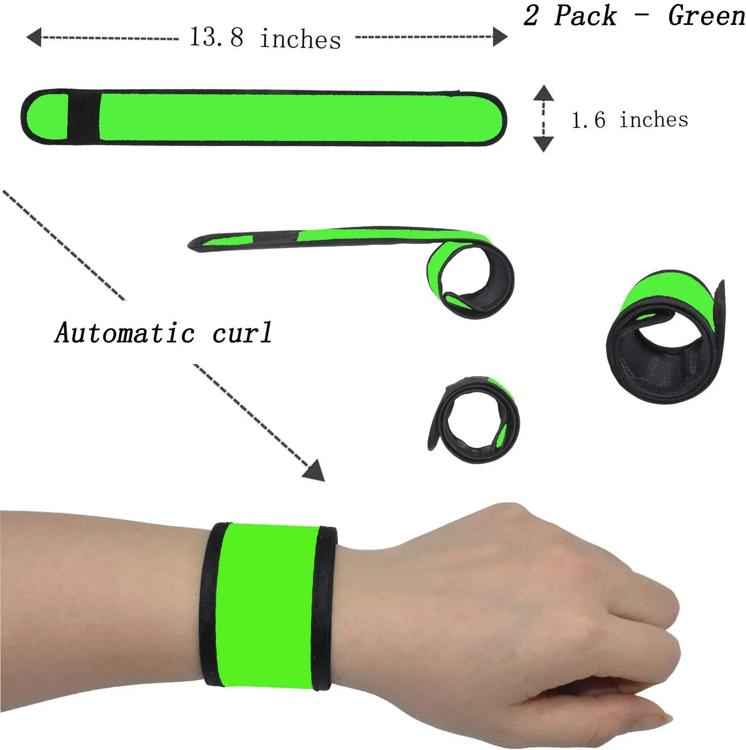 LED Glow Slap Bracelets Light Up Wristbands Flashing Arm Wrist Bands High Visibility Safety Gear Lights for Cycling Walking Running Concert Camping Outdoor Sports, Fits Women Men