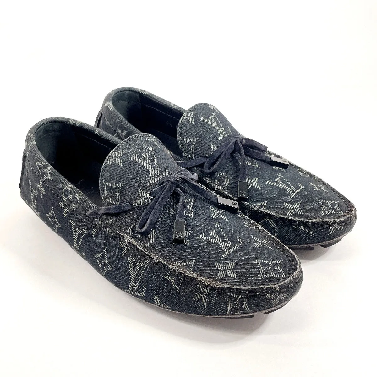 LOUIS VUITTON loafers 1ABF5H Monogram denim black Driver Line 5 1/2