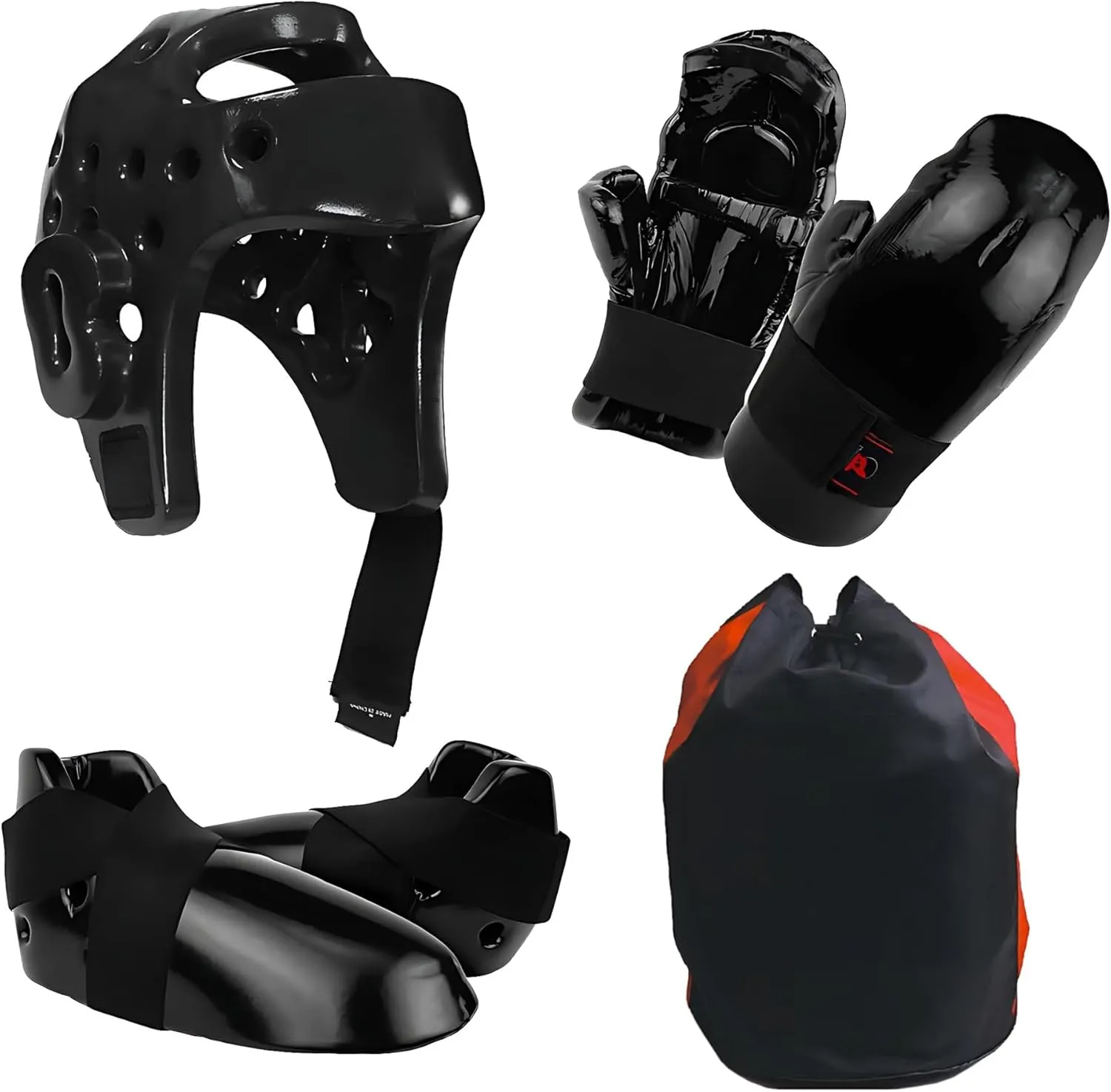 Martial Arts Karate Protective Sparring Gear Package Deal/Gift4 Colors- Adjustable Adults & Kids Headgear, Gloves & Kicks for MMA, Taekwondo, Boxing TrainingGift a Martial Arts backbag