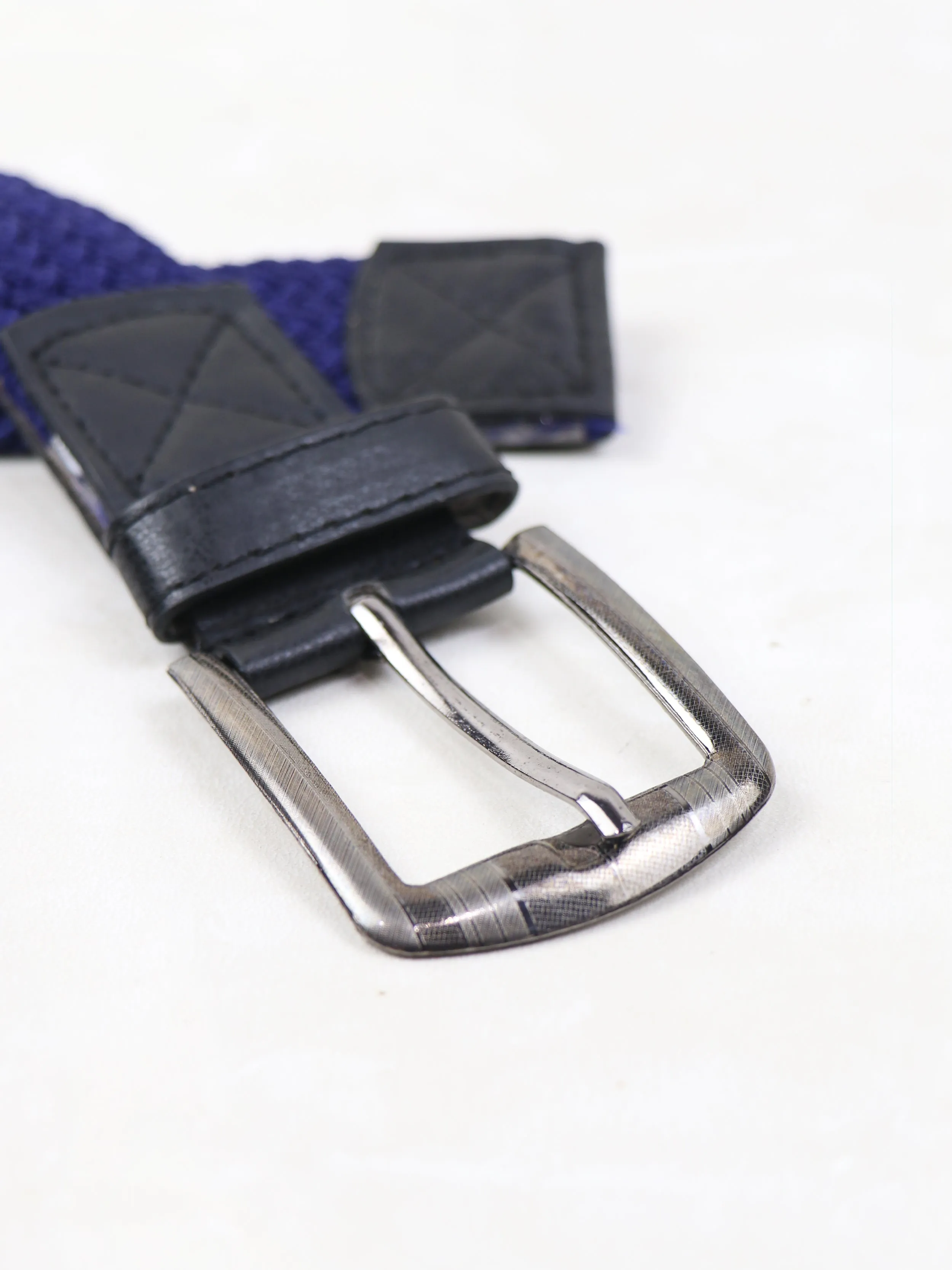 Men Canvas Elastic Fabric Woven Stretch Braided Belt Royal Blue