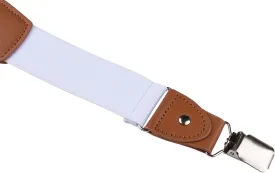 Men's Adjustable Y-Back Suspenders  Heavy-Duty Elastic Polyester & Leather with Triple Metal Clips for Jeans