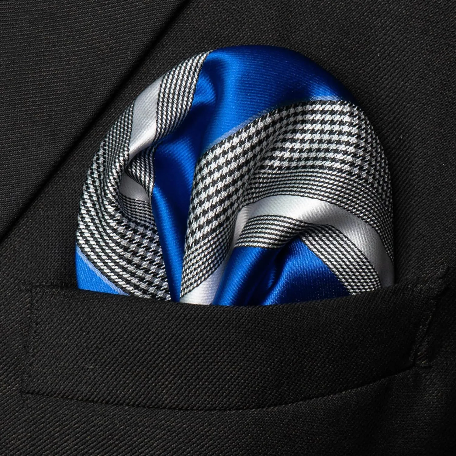 Mens Striped Tie and Lapel Pin Necktie Pocket Square and Tie Clip Sets for Business Casual 4PCS