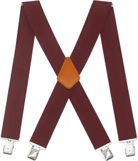 Men's Suspenders X Back 2 Inches Wide with Extra Heavy Clips Adjustable Braces for Men Suspender