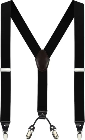 Moulen Men's Y-Back 1.4 Inches Wide 4-Clips Adjustable Suspenders