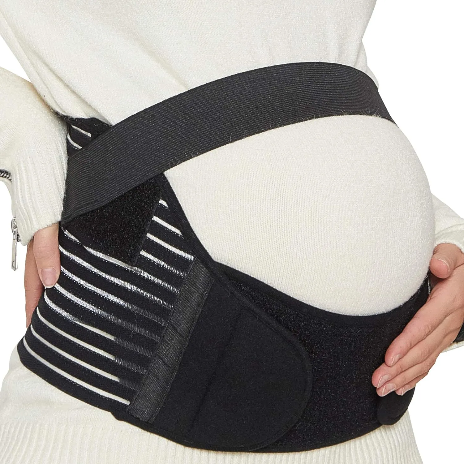 NeoTech Care Pregnancy Support Maternity Belt, Waist/Back/Abdomen Band, Belly Brace (Size S, Black Color)