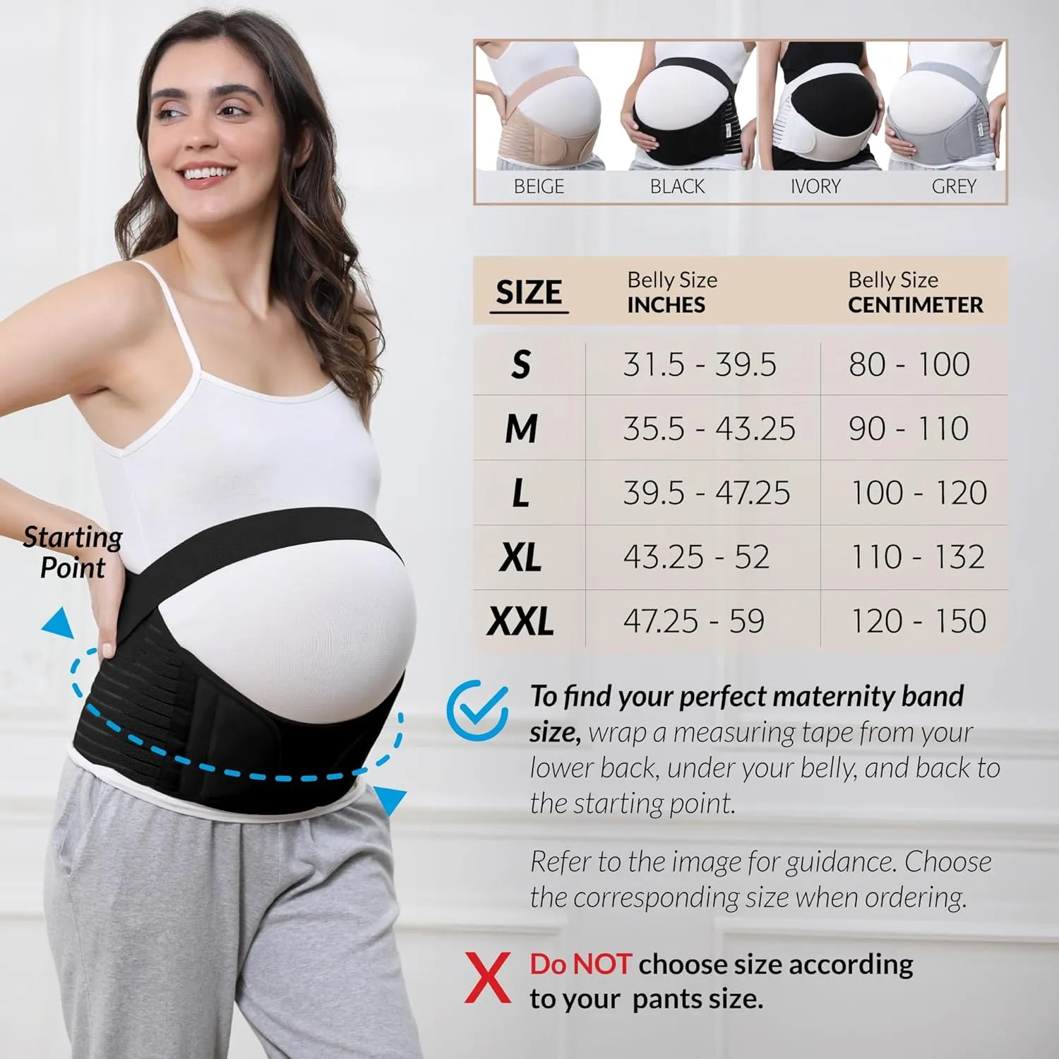 NeoTech Care Pregnancy Support Maternity Belt, Waist/Back/Abdomen Band, Belly Brace (Size S, Black Color)